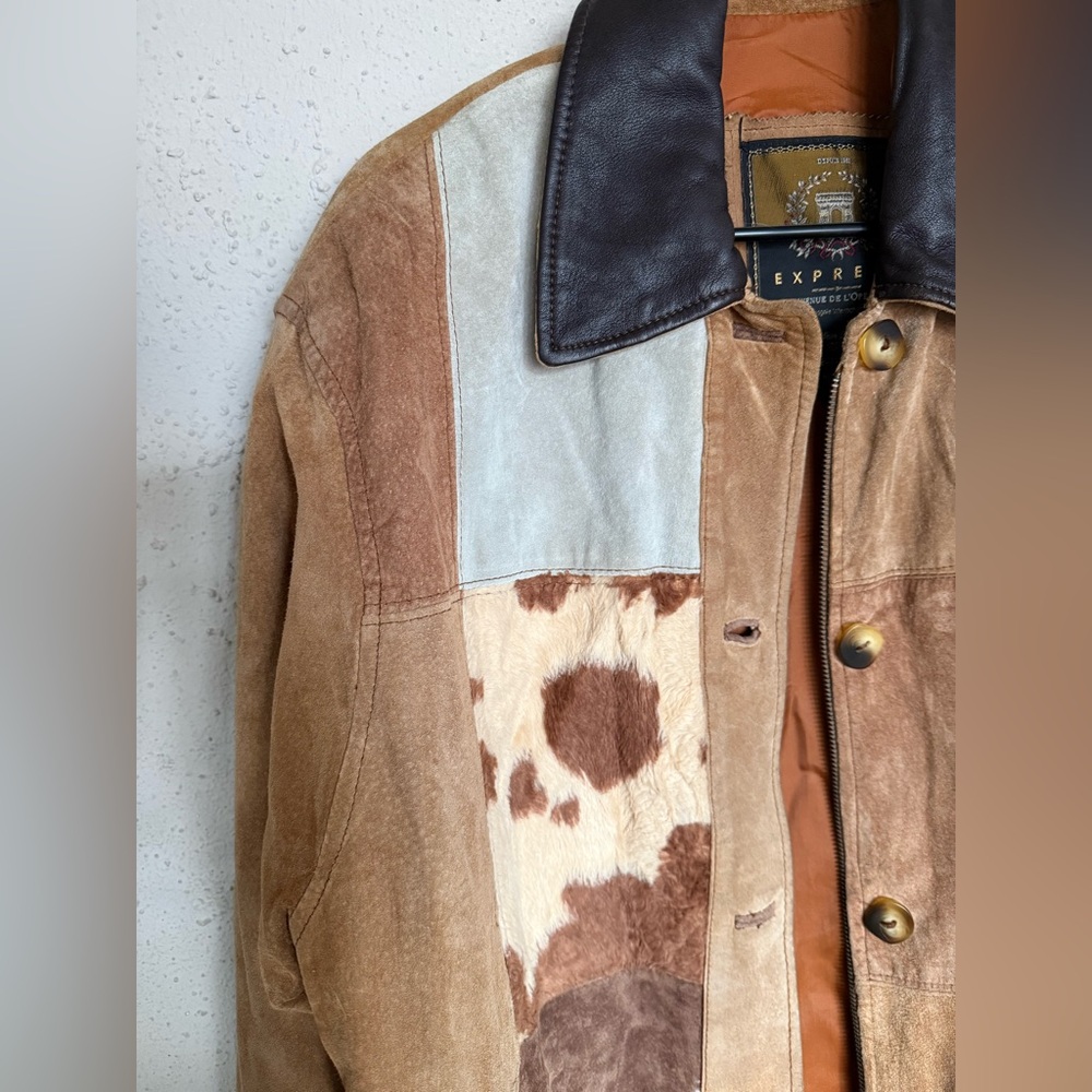 Vintage Express Patchwork Suede Coat - Picture 2 of 6